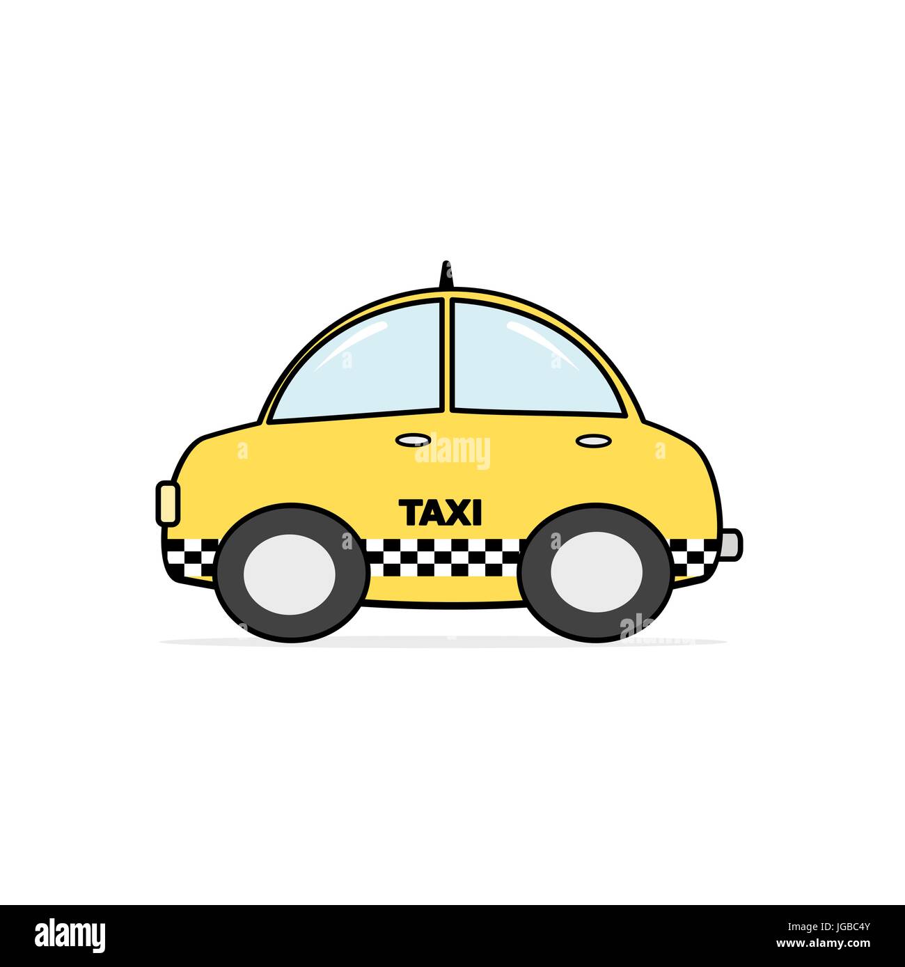 Cute cartoon taxi cab vector illustration isolé sur fond blanc Illustration de Vecteur