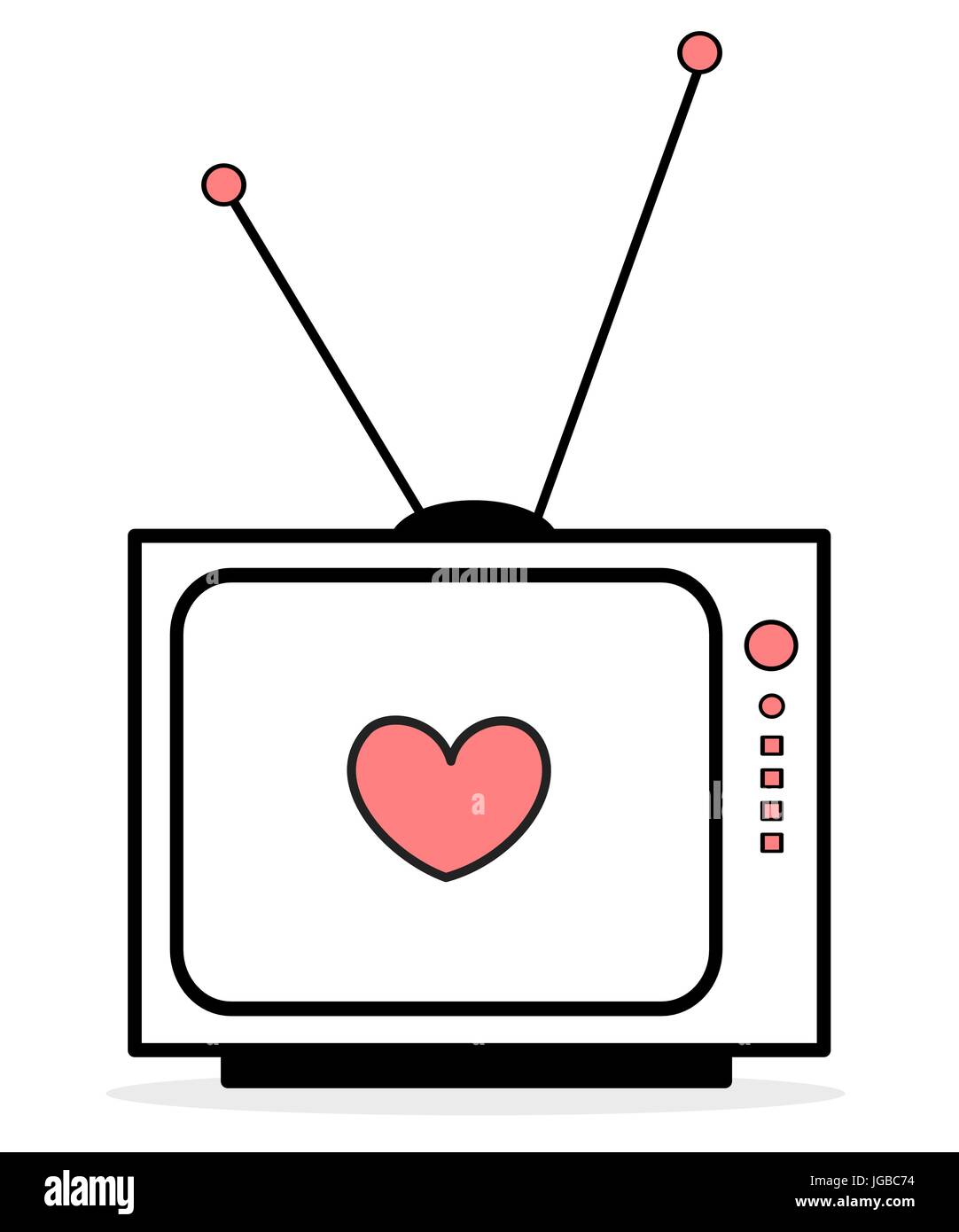 Cute cartoon noir blanc retro vintage rose television vector illustration Illustration de Vecteur