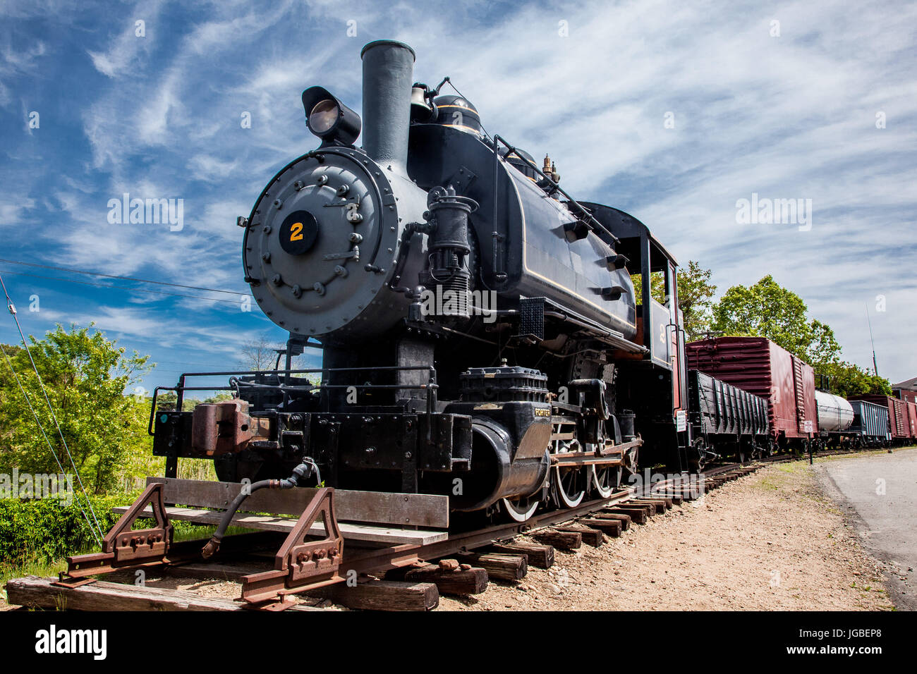 L'ESSEX - 24 MAI : Connecticut Valley Railroad Locomotive Train à vapeur dans l'Essex, Massachusetts, USA le 24 mai 2015 Banque D'Images