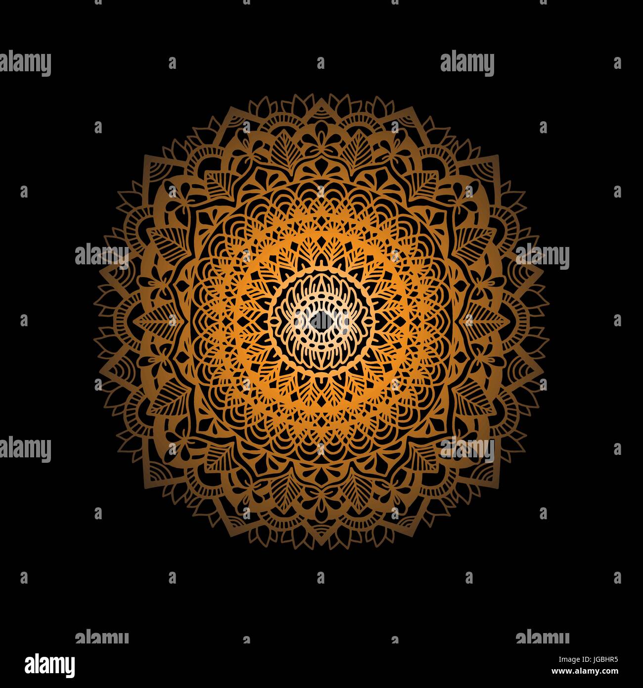 Mandala abstrait pour l'ornement des profils des livres à colorier. Modèle asiatique. Authentique d'arrière-plan dégradé orange. Illustration de Vecteur