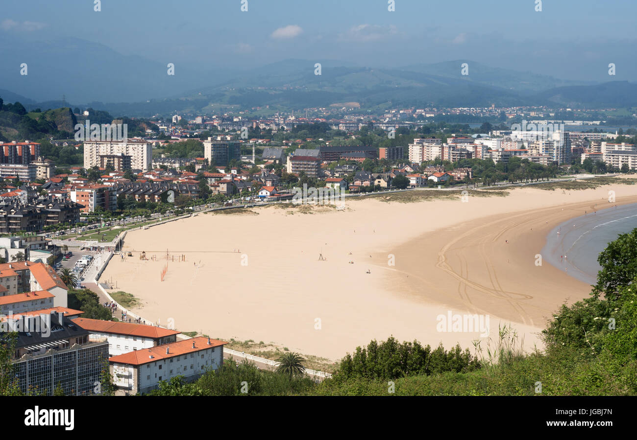 Plage de sable, la Playa de la salve, Laredo, Cantabrie, Espagne Banque D'Images