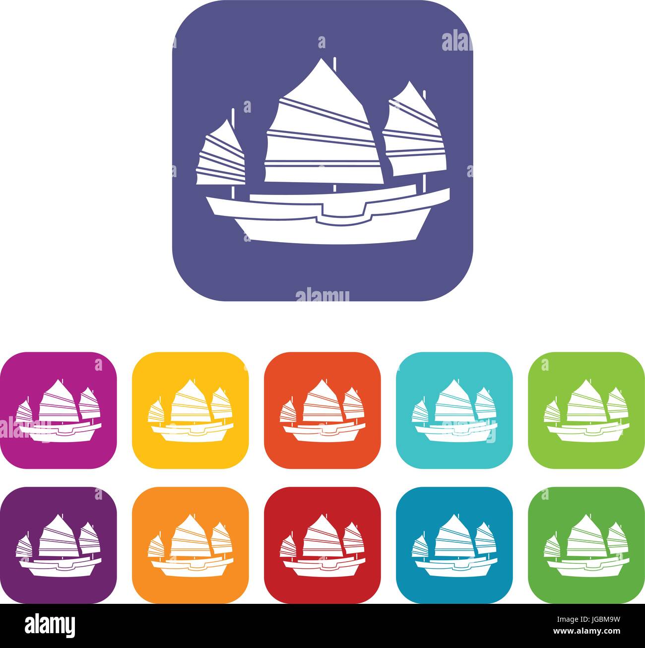 Junk Boat icons set télévision Illustration de Vecteur