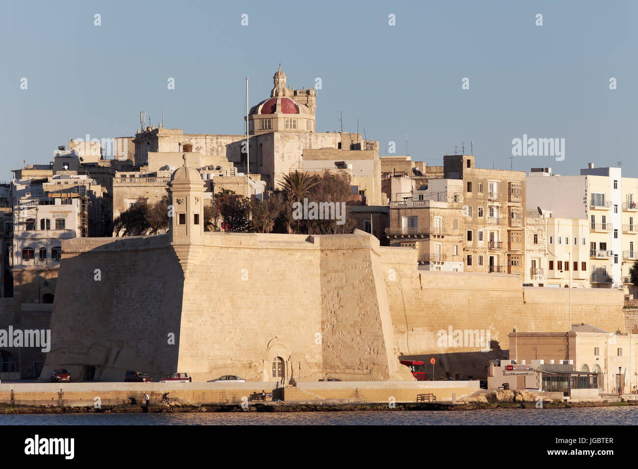 Senglea avec poste de garde vedette, les trois villes, Malte Banque D'Images