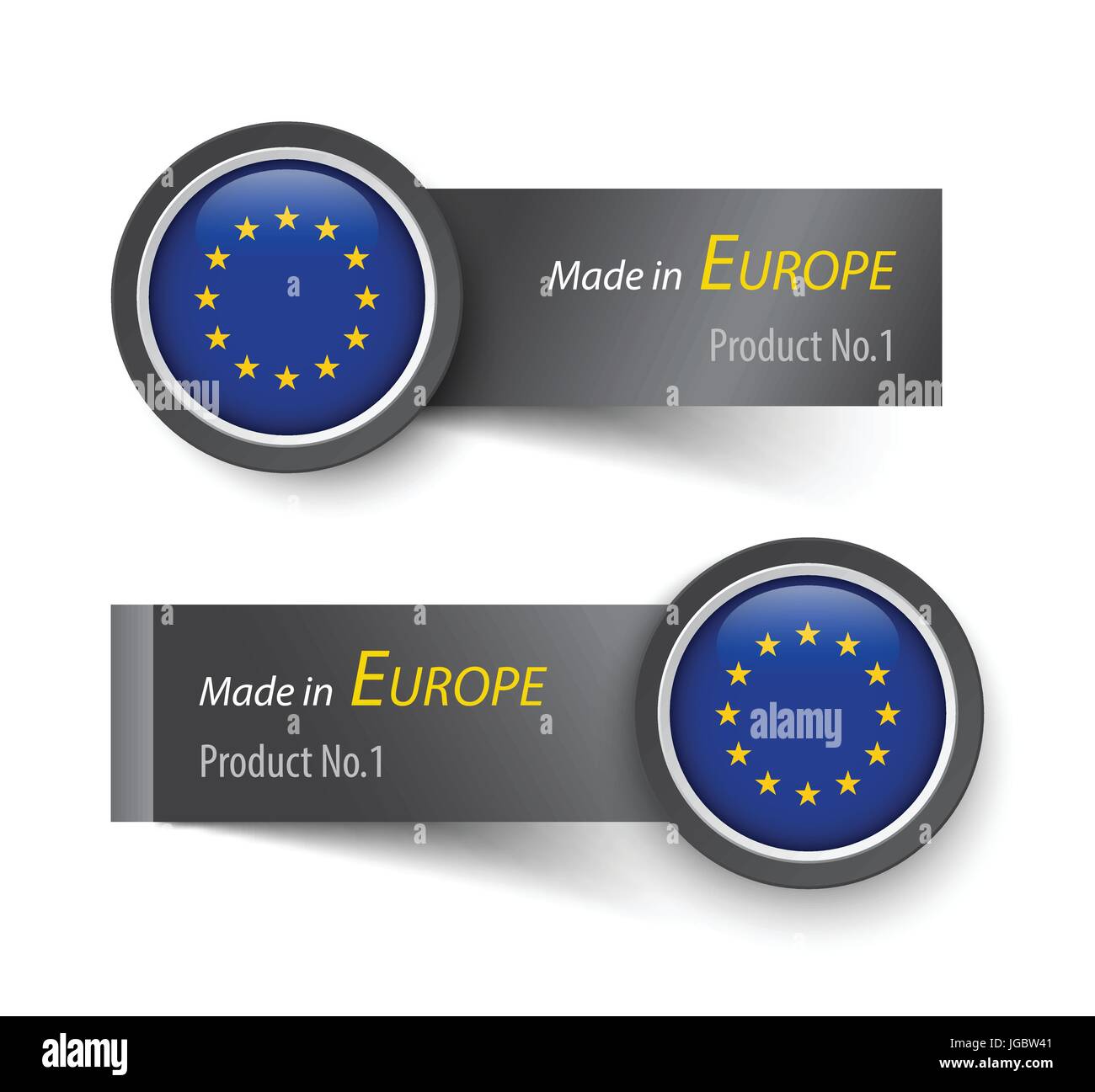 L'icône du drapeau et de l'étiquette avec le texte pris dans l'Union européenne ( UE ) . Illustration de Vecteur
