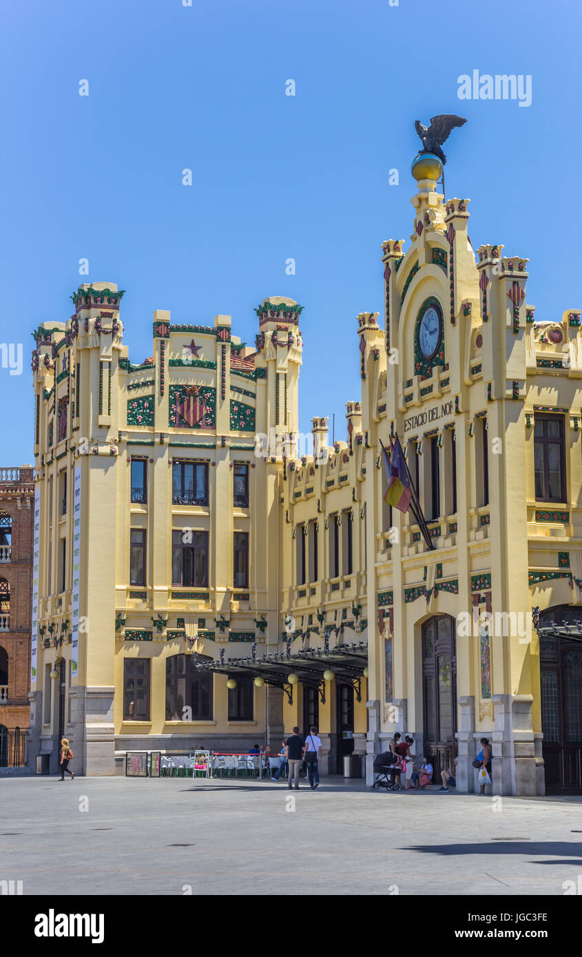 Ancienne station de train dans le centre de Valence, Espagne Banque D'Images