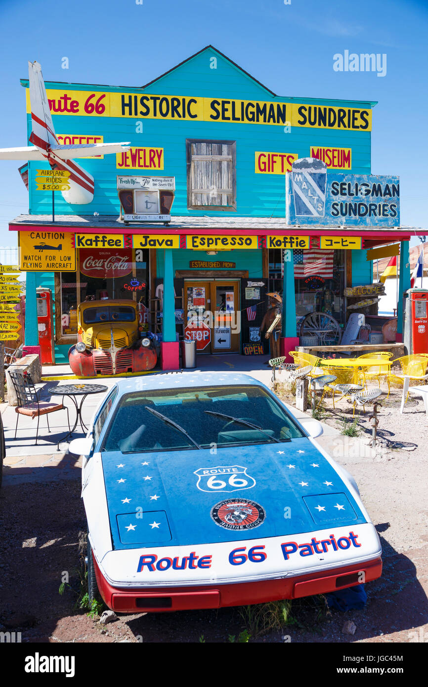Hirstoric Seligman Seligman, Arizona, articles divers, l'historique Route 66, USA Banque D'Images