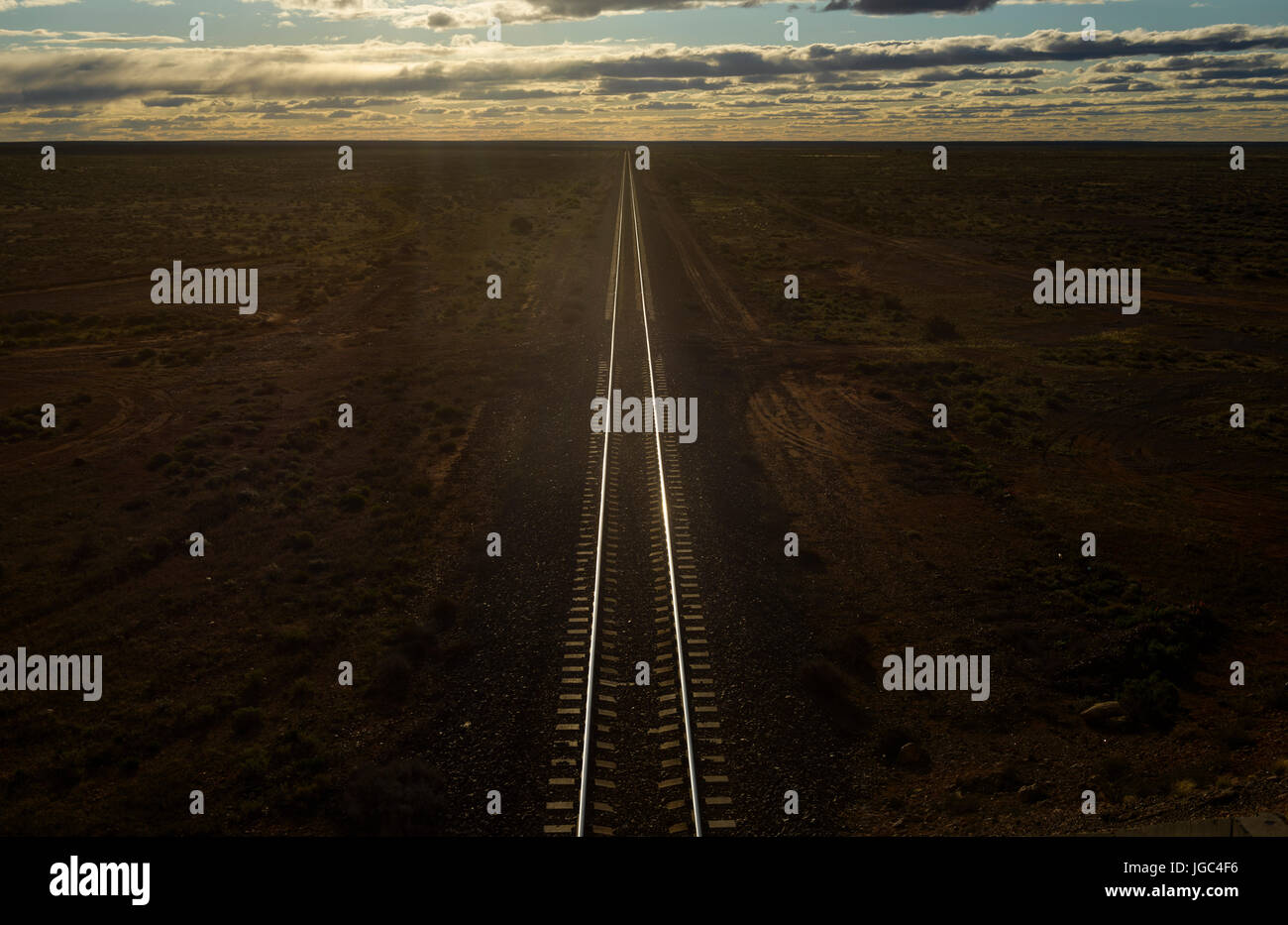 La voie de chemin de fer en Australie, l'Outback Banque D'Images