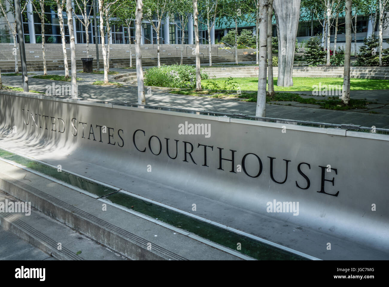 United States Courthouse sign in Seattle Washington Banque D'Images