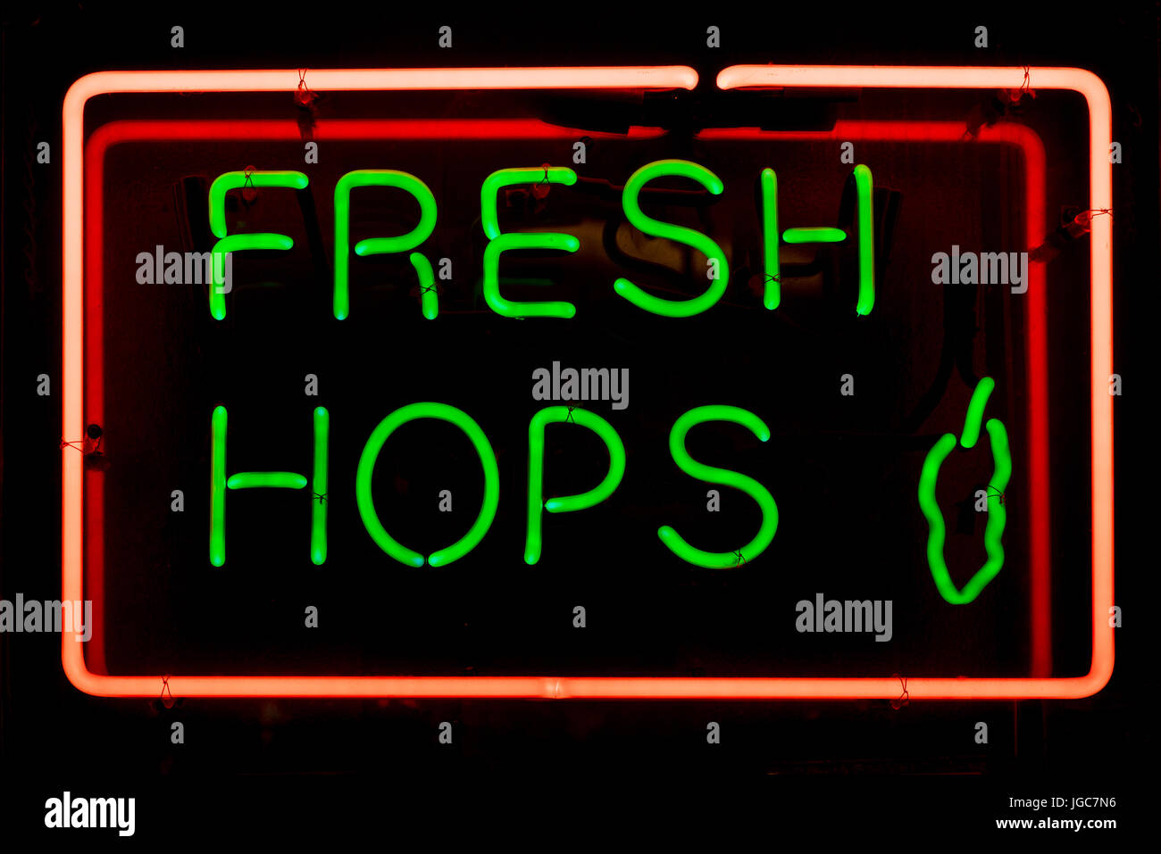 Houblon frais Neon Sign Banque D'Images