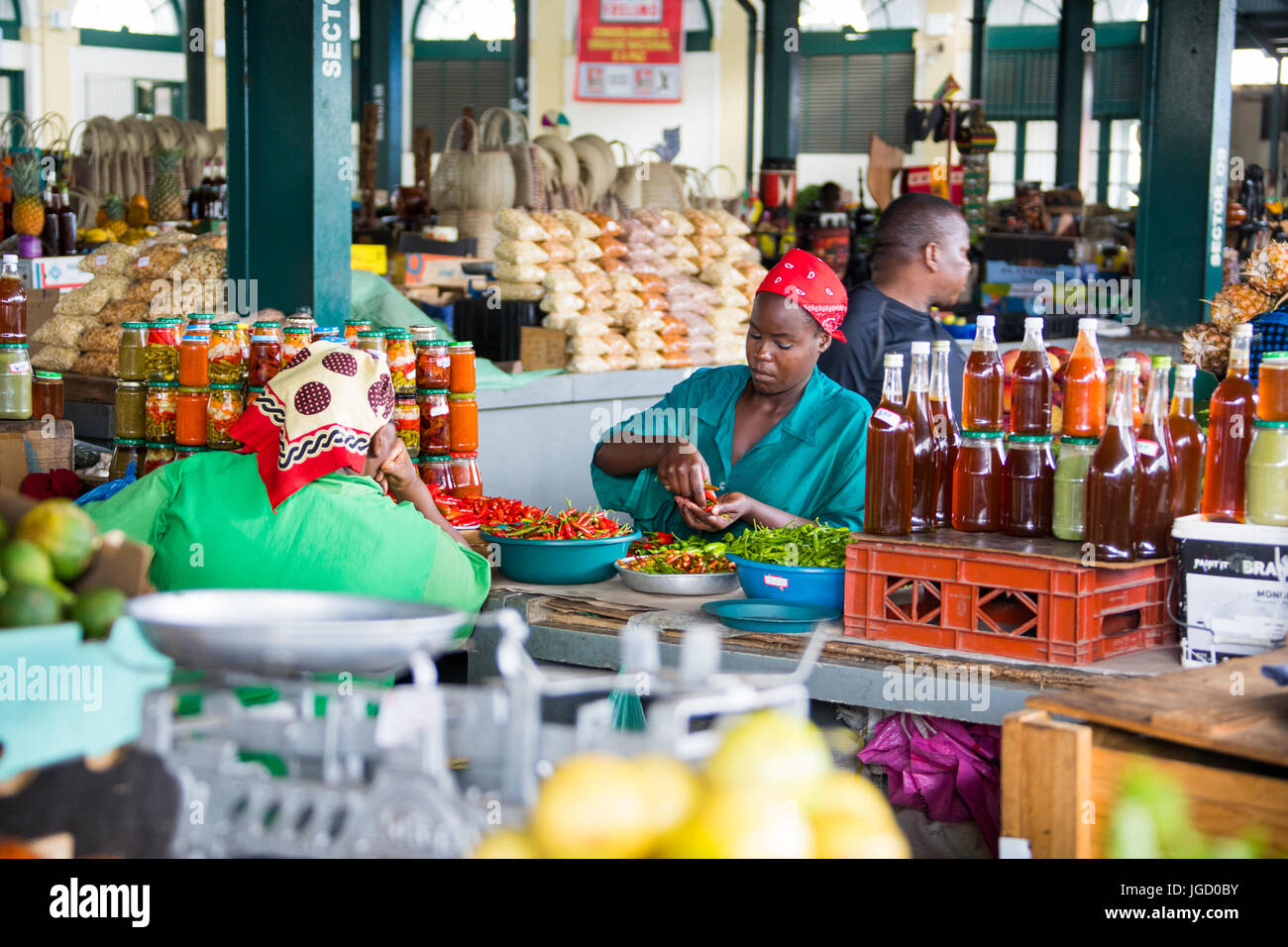 Chili tri, Mercado Municipal, Marché Municipal à Maputo, Mozambique Banque D'Images