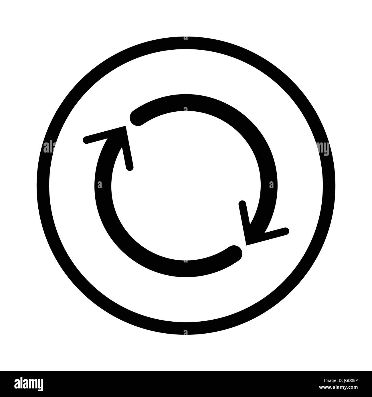 L'icône de réinitialisation, symbole iconique dans un cercle, sur fond blanc. Vector design iconique. Illustration de Vecteur
