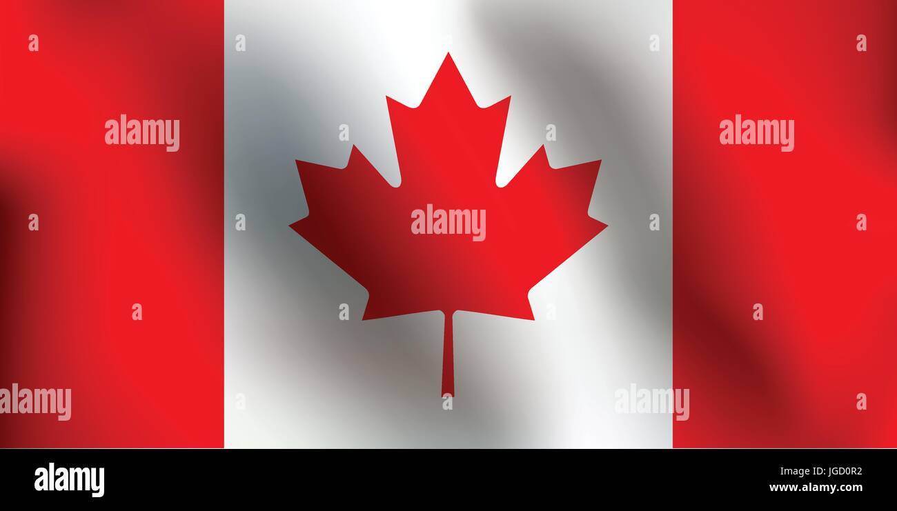 Drapeau du Canada avec un peu de forme, l'ombrage et du drapeau Couleurs couches séparées - Vector Illustration Illustration de Vecteur