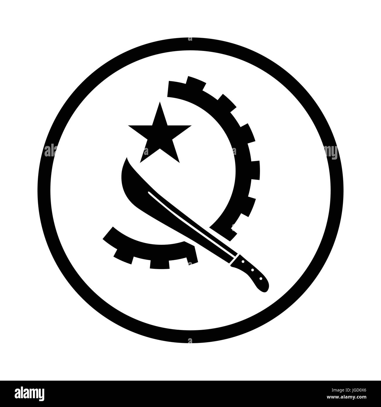 Symbole de l'Angola, l'icône symbole iconique dans un cercle, sur fond blanc. Vector design iconique. Illustration de Vecteur