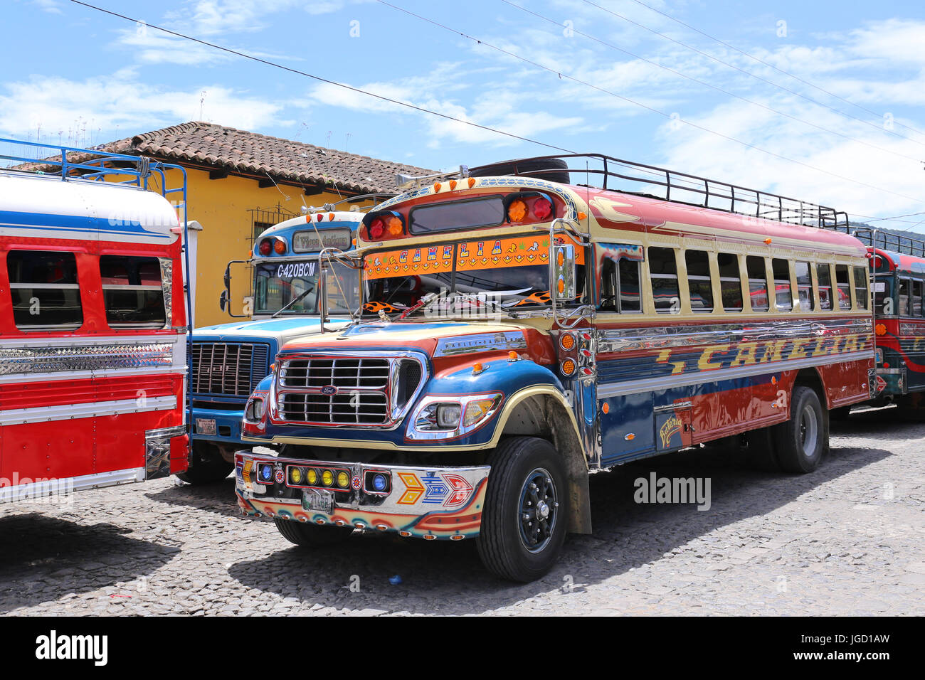 Bus de poulet au Guatemala Antigua - Mai 2015 Banque D'Images