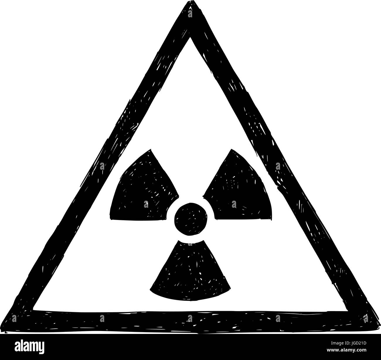 Doodle vecteur illustration de dessin à la main symbole de rayonnement nucléaire. Illustration de Vecteur