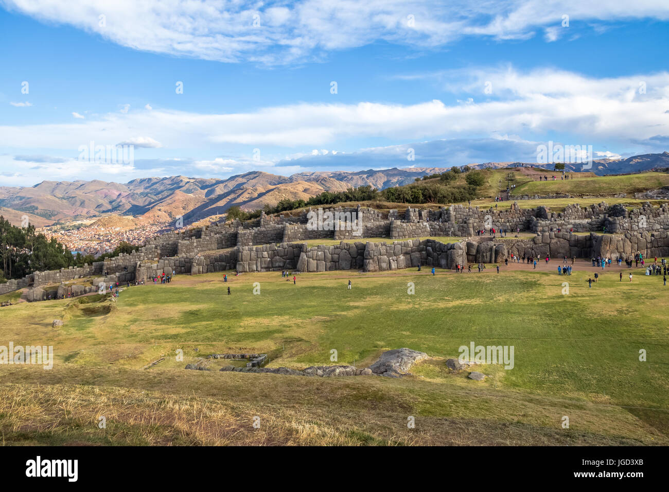 Saqsaywaman ou ruines inca de Sacsayhuaman - Cusco, Pérou Banque D'Images