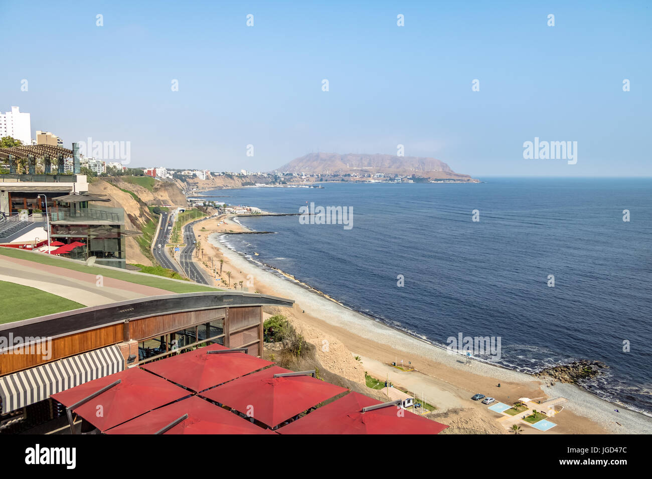 Vue aérienne de la côte verte de Miraflores - Lima, Pérou Banque D'Images