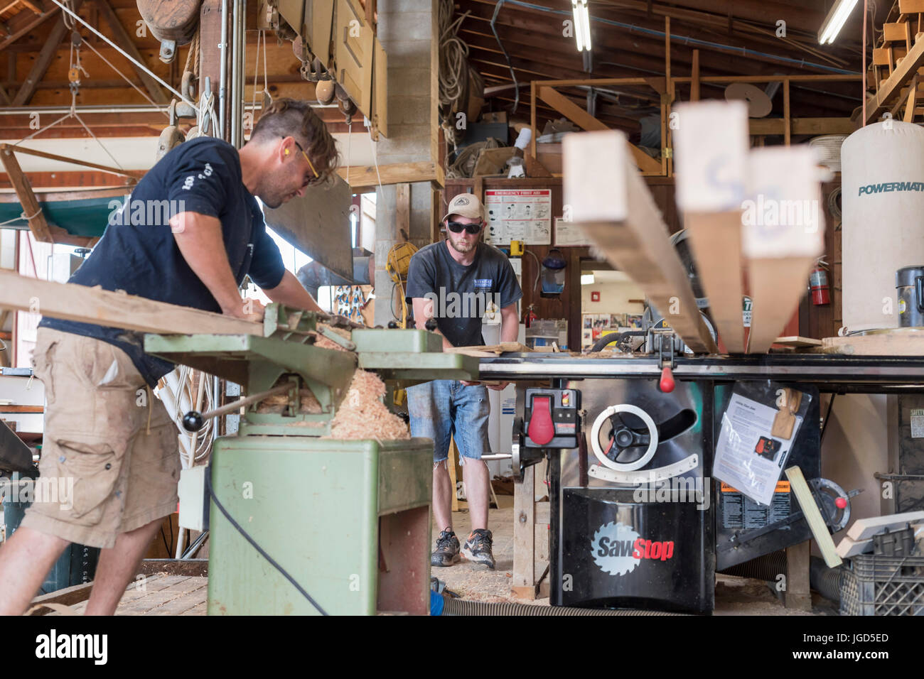 Saint Michaels, Maryland - le chantier de travail au Musée maritime de la baie de Chesapeake. Le musée comprend un chantier naval, un phare 1879, et e Banque D'Images