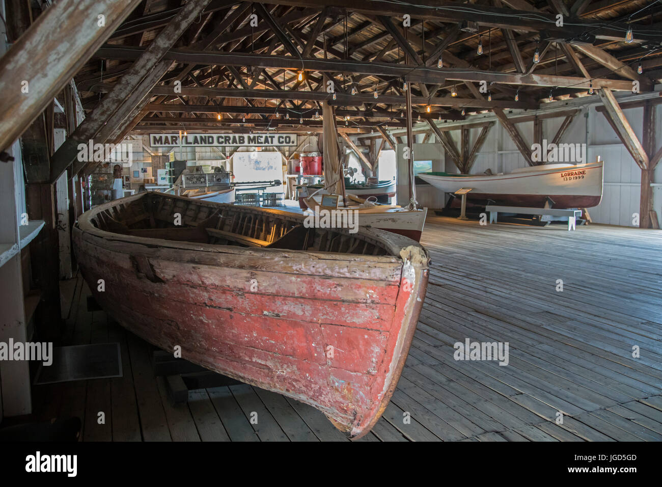 Saint Michaels, Maryland - un affichage des bateaux une fois utilisé dans la pêche à la baie de Chesapeake Chesapeake Bay Maritime Museum. Banque D'Images