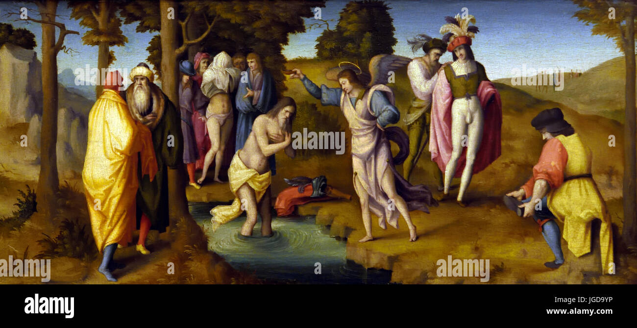 Joseph présente son père et ses frères à Pharaon 1516 Francesco Granacci 1469 -1543 est un peintre italien de la Renaissance. Florence Italie Banque D'Images