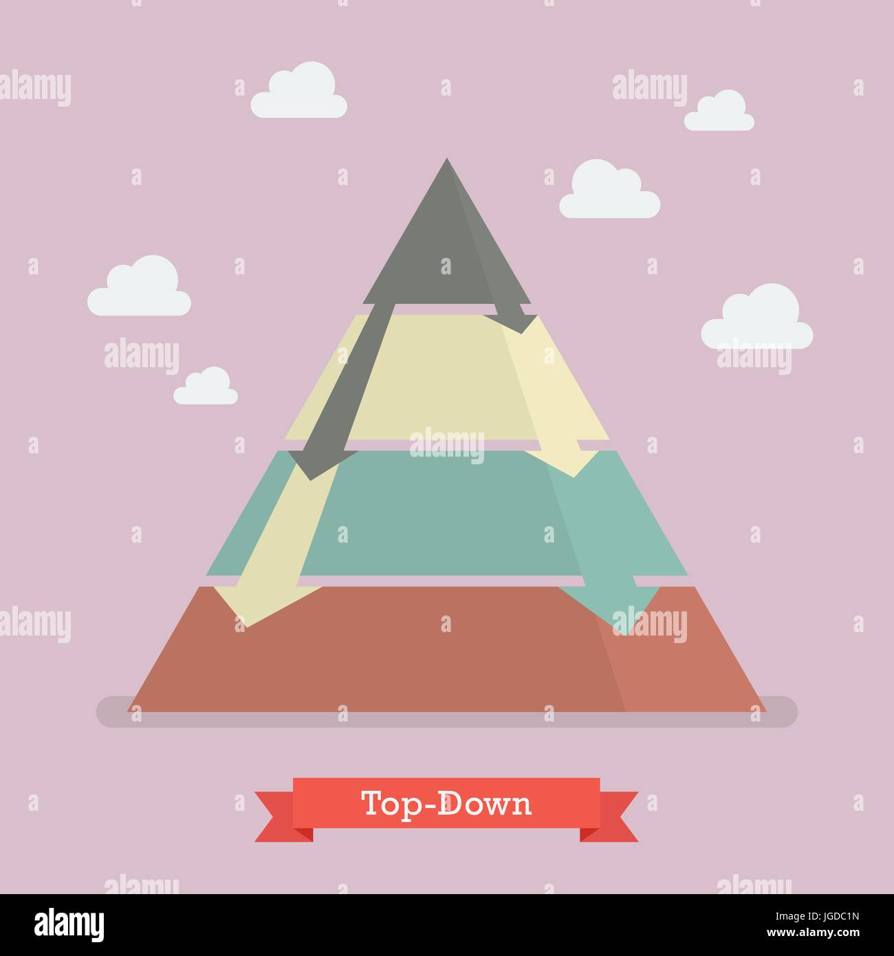 Pyramide du haut vers le bas de la stratégie d'affaires. Vector illustration Illustration de Vecteur