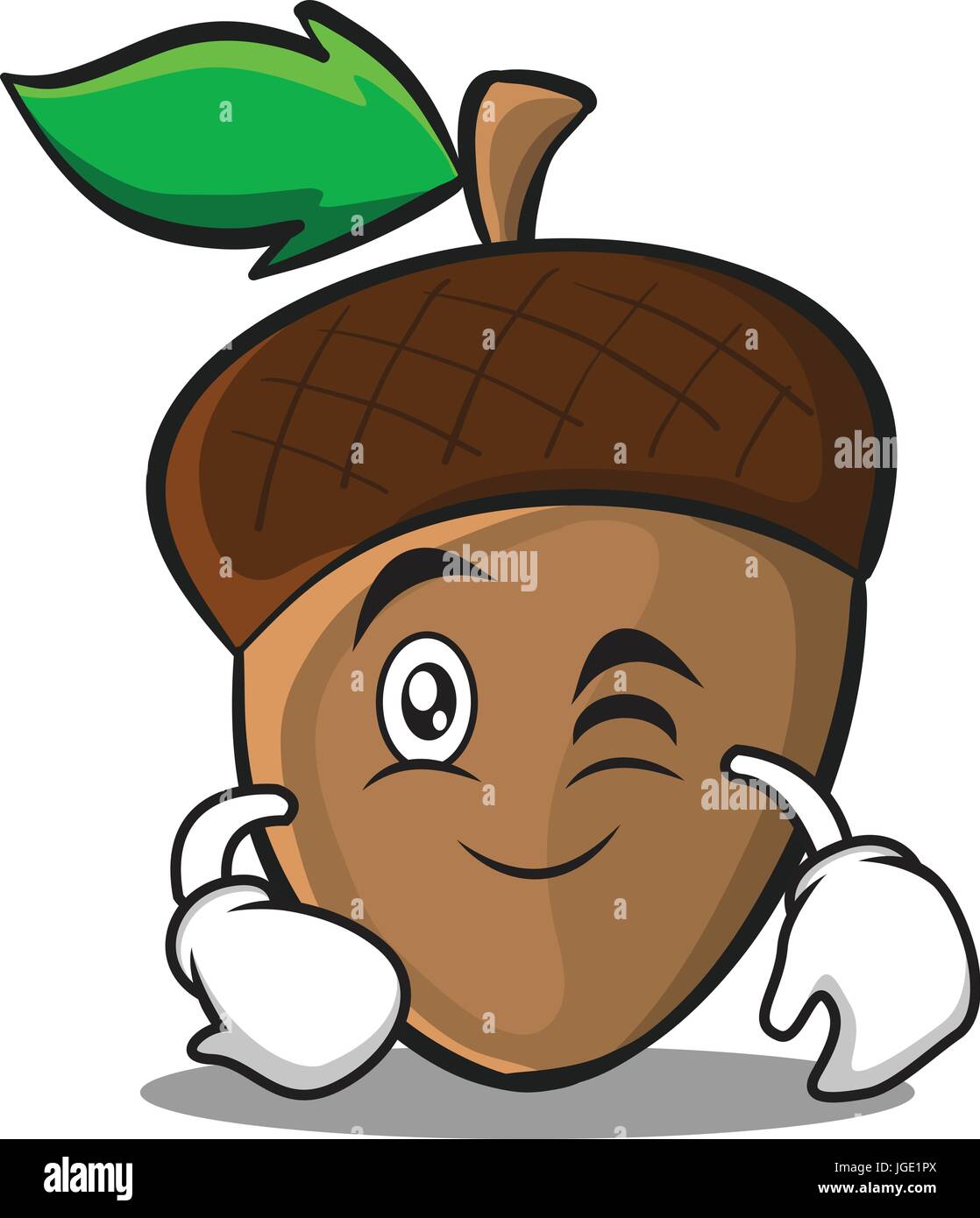 Style de caractère de dessin animé acorn Wink Illustration de Vecteur