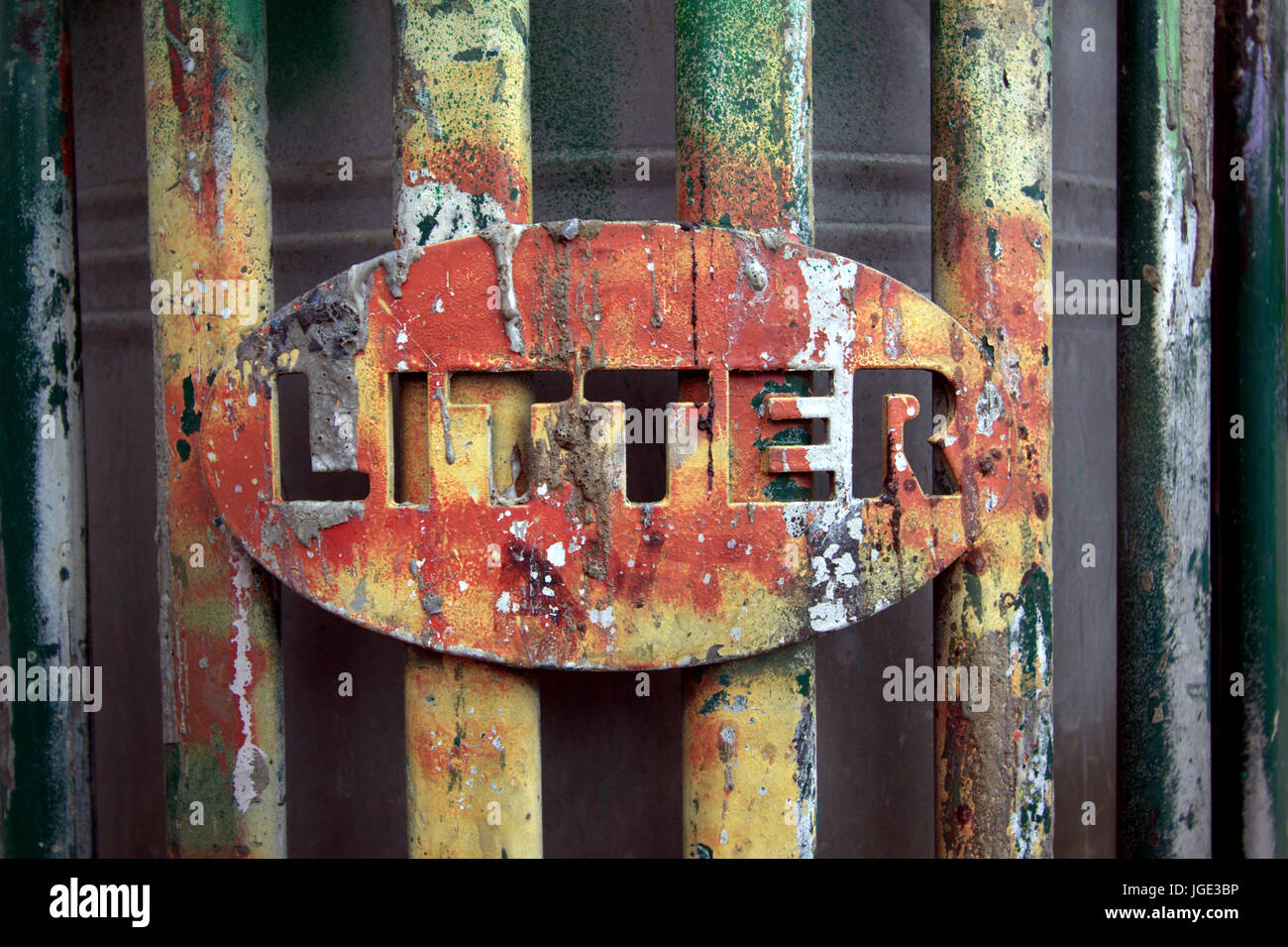 Grunge signe la litière tachés de peinture de Jackson Pollock look vintage style patiné rouillé Banque D'Images