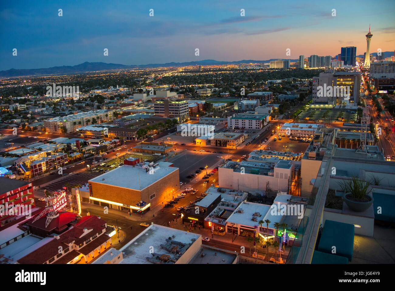 Cityscape au coucher du soleil, Las Vegas, Nevada, United States Banque D'Images