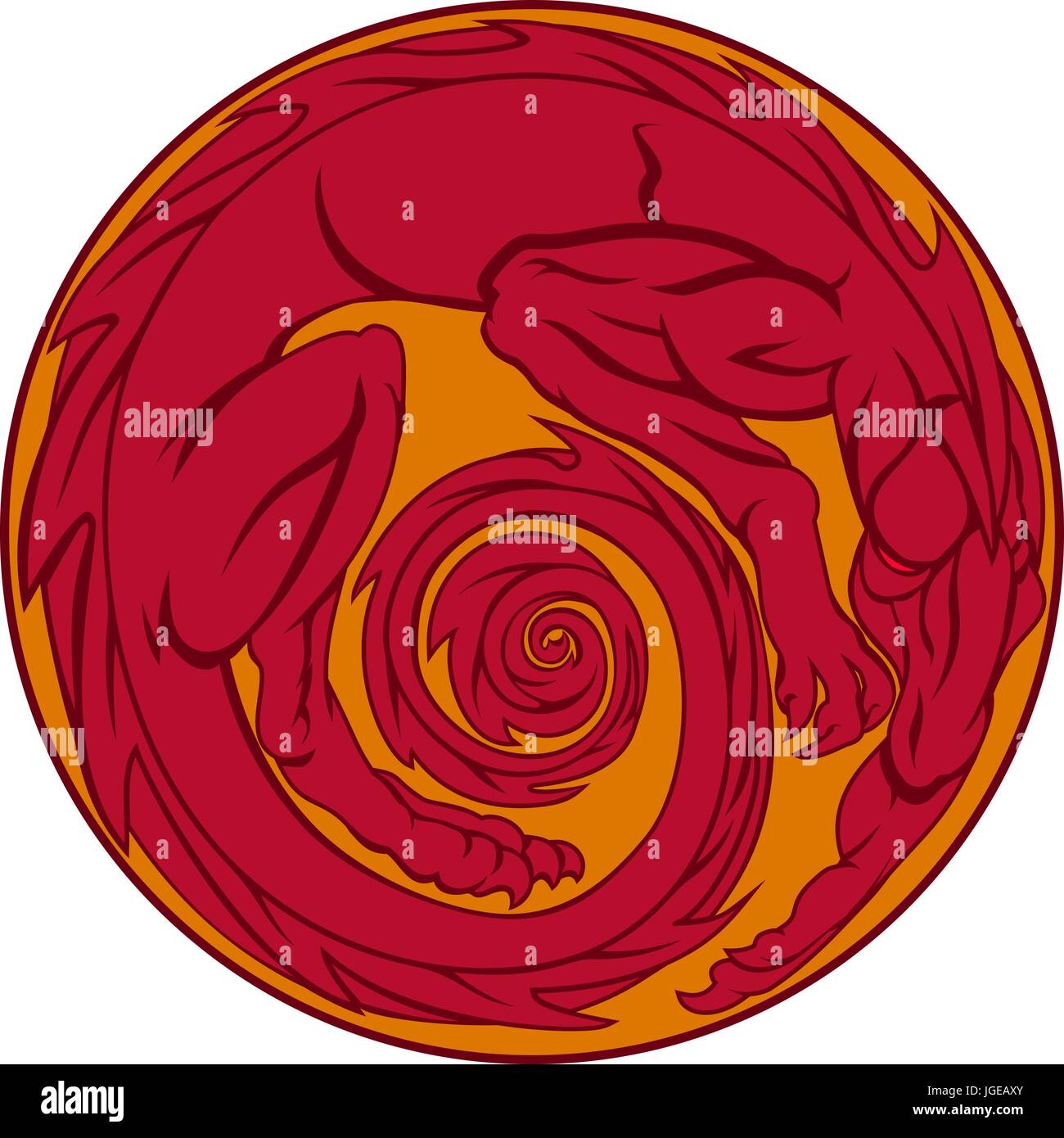 Red Dragon Circle Illustration de Vecteur