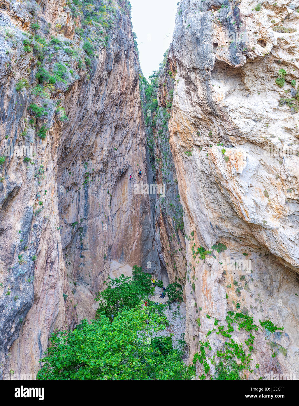Kaputas le canyon est le meilleur endroit pour apprendre l'escalade sur la côte méditerranéenne de la Turquie, Turquie Banque D'Images