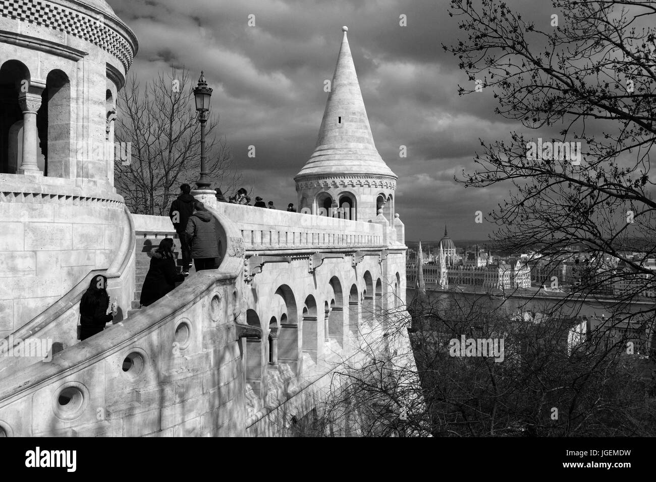 Le Bastion des Pêcheurs, la colline du Château de Buda, palais, la ville de Budapest, Hongrie Banque D'Images