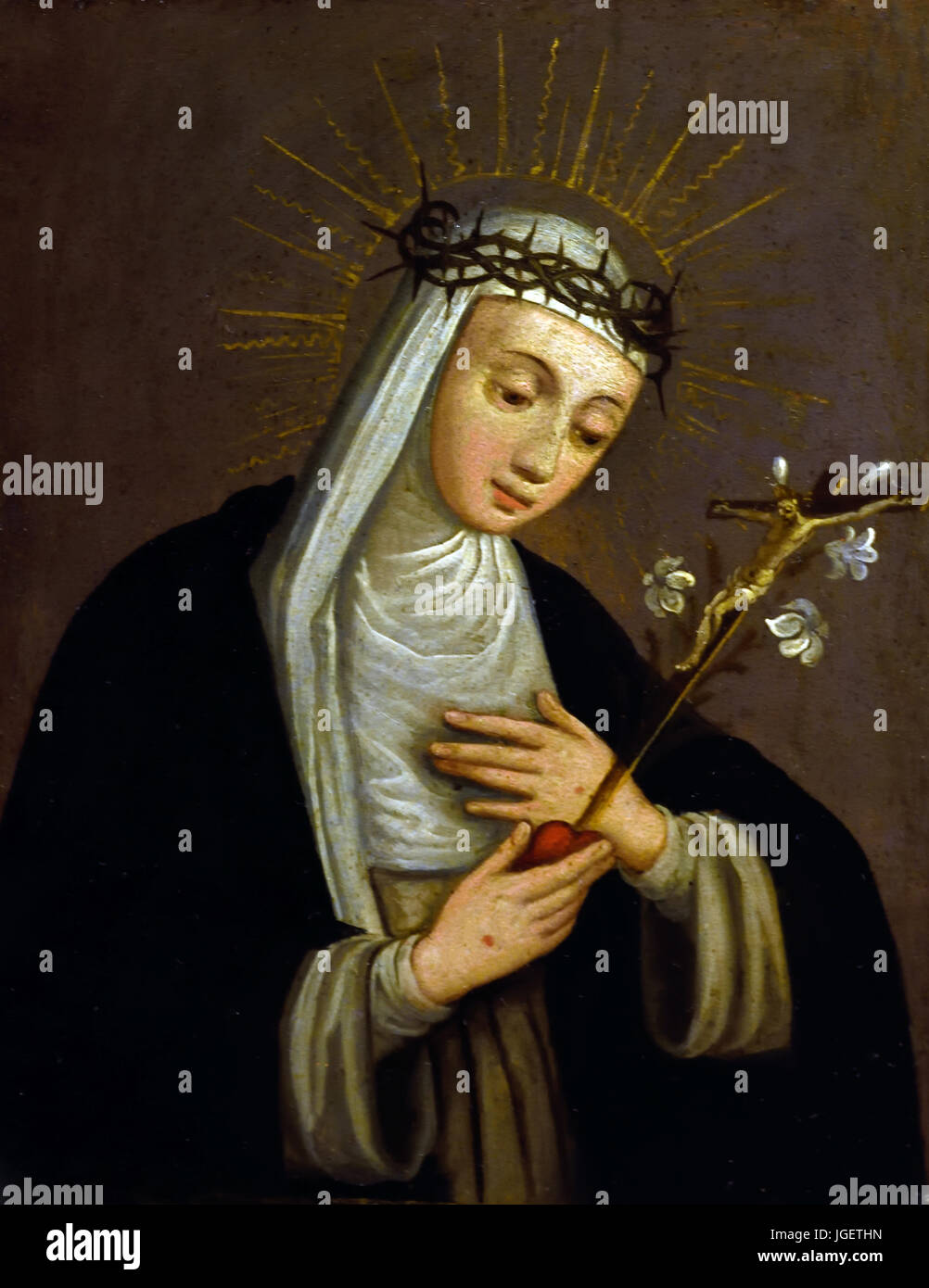 Sainte Catherine de Sienne - de Soeur Plautilla Nelli (1524-1588) était un autodidacte nun-artiste et la première femme peintre connus de Florence, Italie Banque D'Images