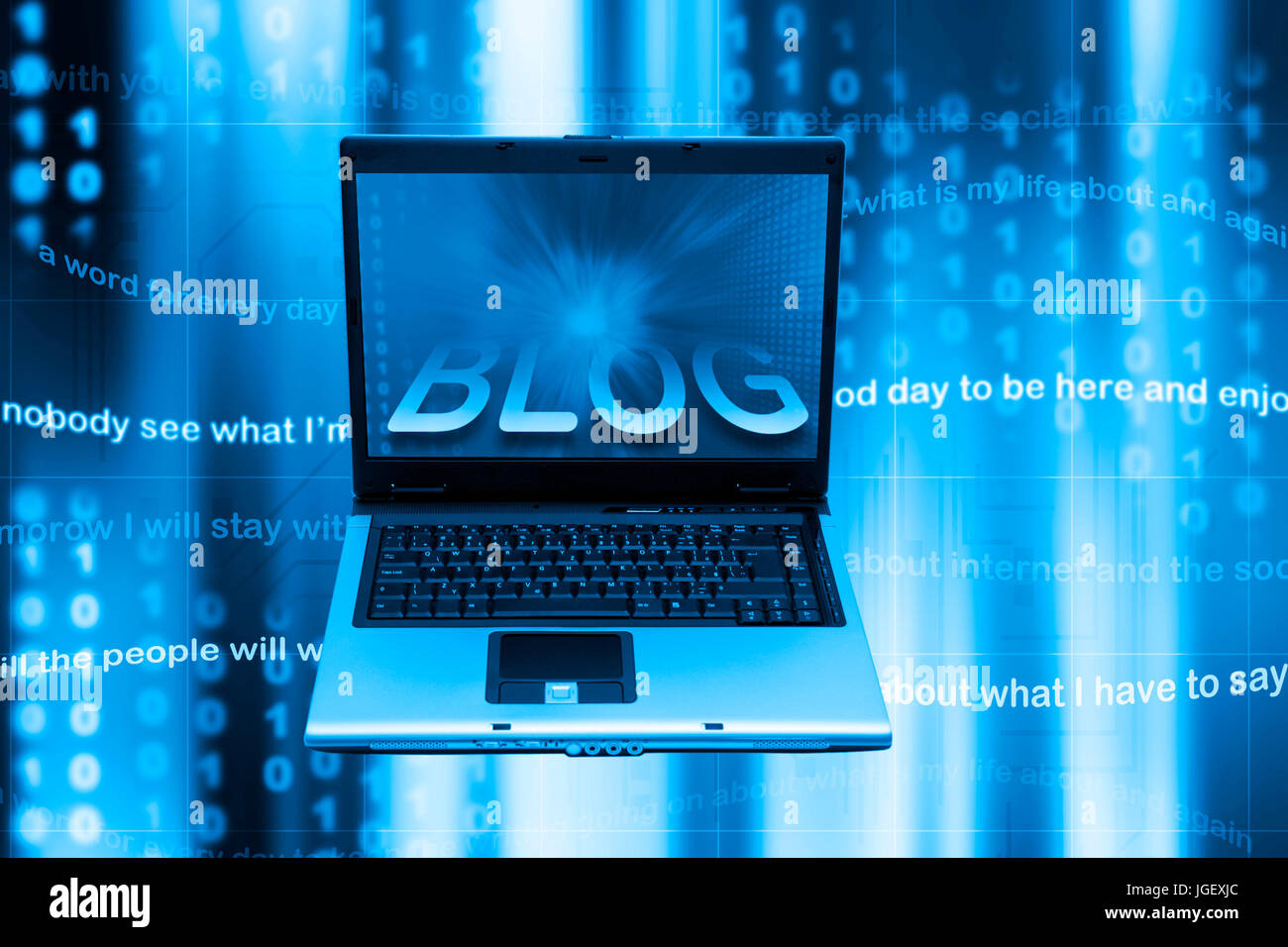 Un écran d'ordinateur portable avec blog mot sortir de ce concept, les blogs Banque D'Images