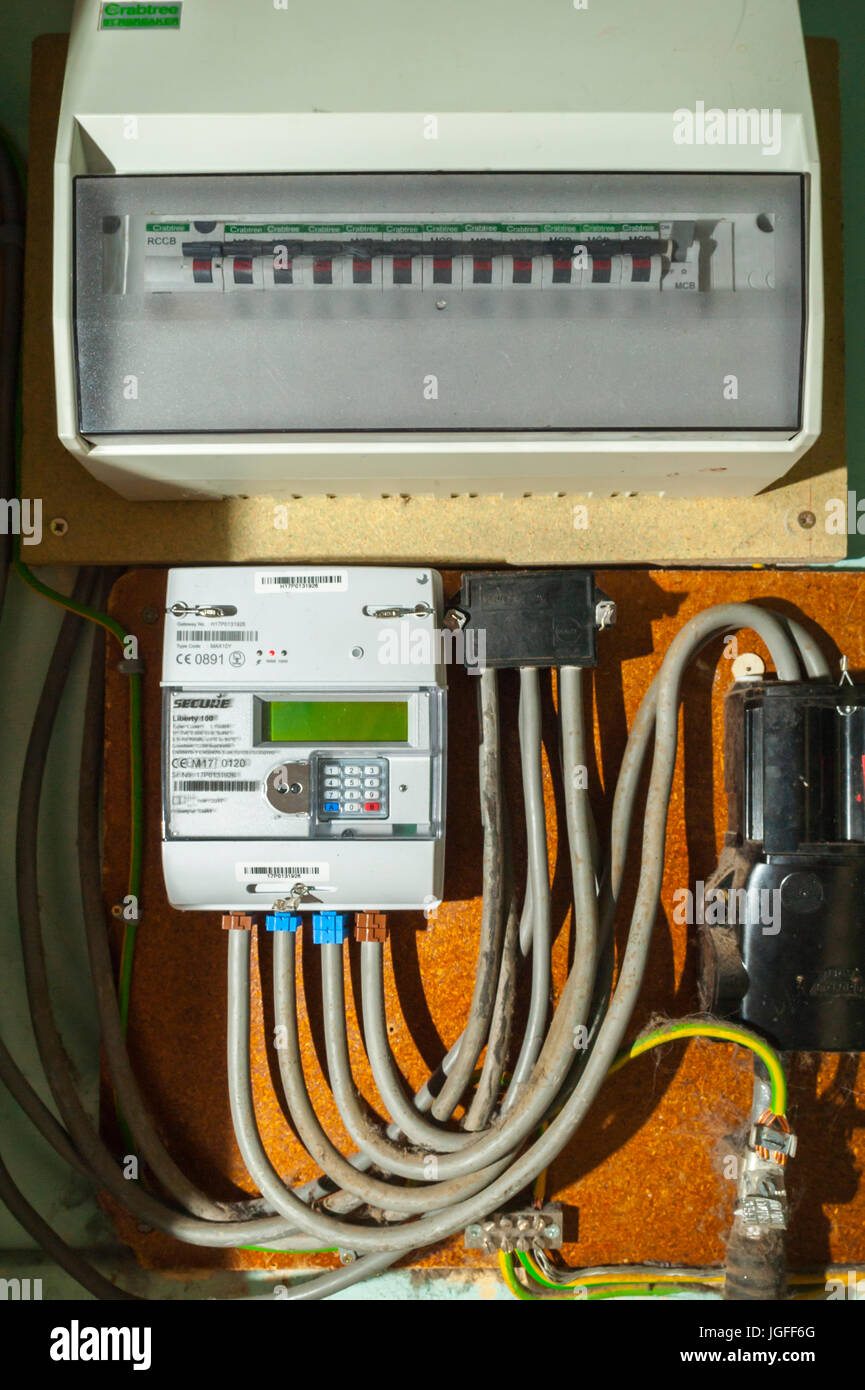 Un tout nouveau compteur électrique intelligent au Royaume-Uni Banque D'Images
