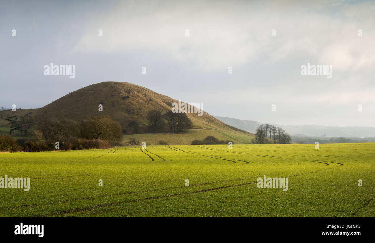 La forme conique de Summerhouse Hill, une fonctionnalité de la Kent Downs près de Folkestone. Banque D'Images