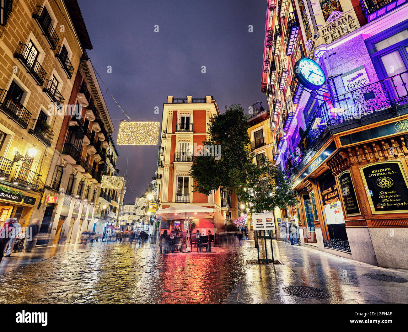 Postas street à Noël. Madrid. Espagne Banque D'Images