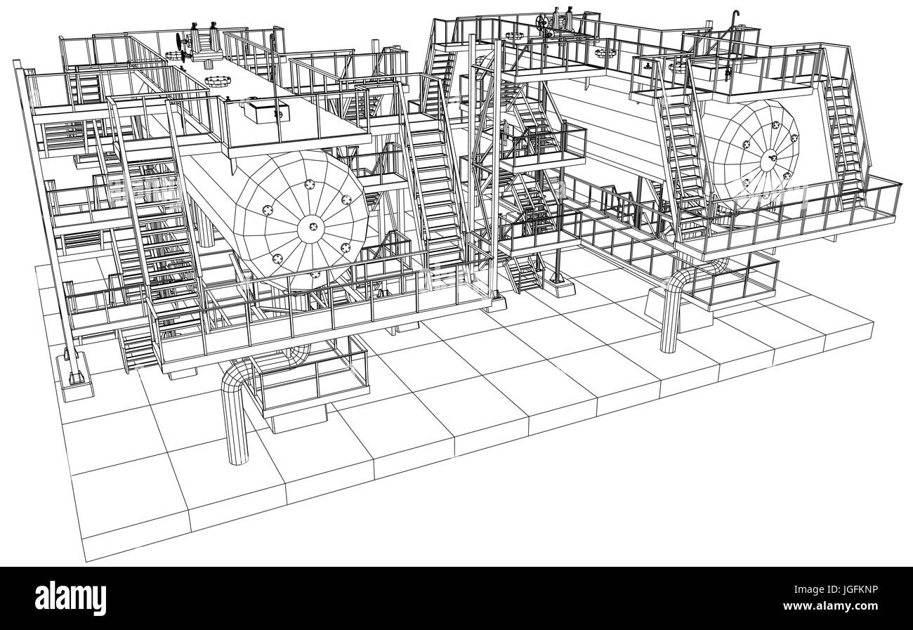 L'équipement industriel du pétrole et du gaz. Illustration de Vecteur