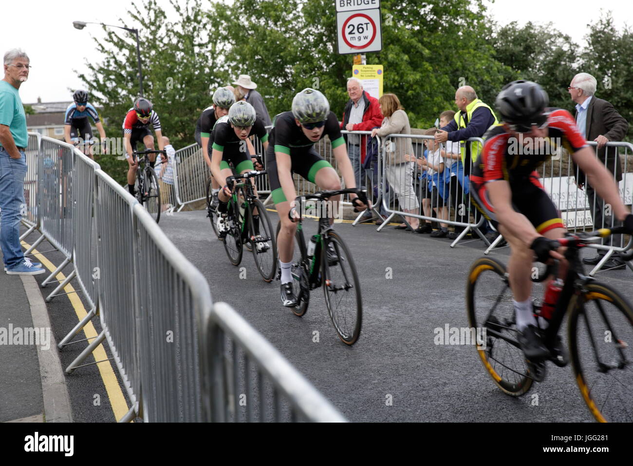 Skipton, UK. 5e juillet, 2017. Skipton UK Course à vélo pour les jeunes le mercredi 05 juillet 2017 : Crédit Les Wagstaff/Alamy Live News Banque D'Images