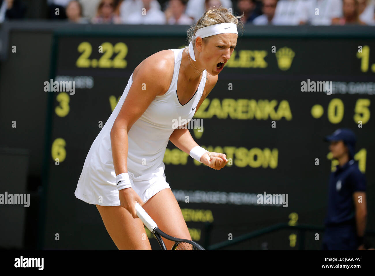 VICTORIA AZARENKA célèbre, la Bulgarie, le tournoi de Wimbledon 2017, 2017 Banque D'Images