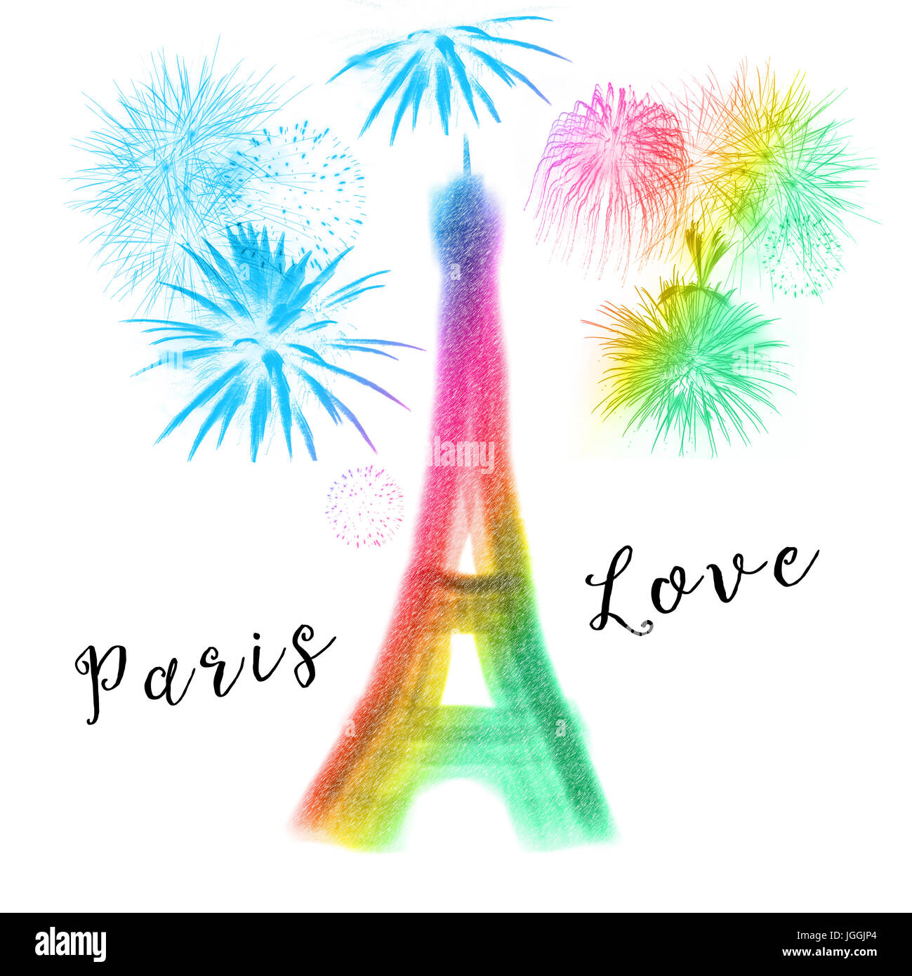 Abstract colorful silhouette de la tour Eiffel Banque D'Images