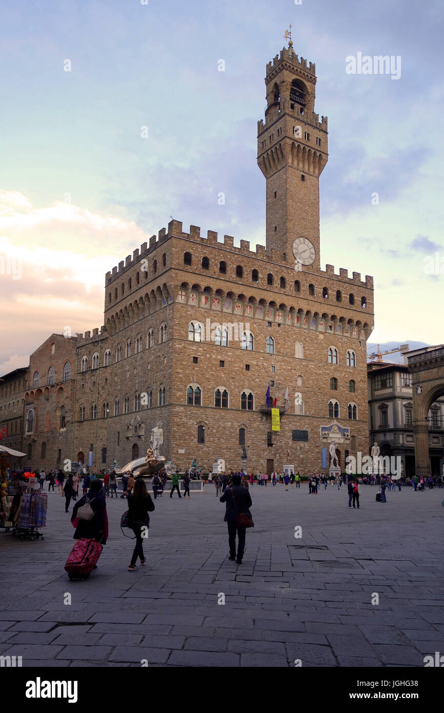 Piazza della Signoria, le Palazzo Vecchio, Florence, Italie Banque D'Images