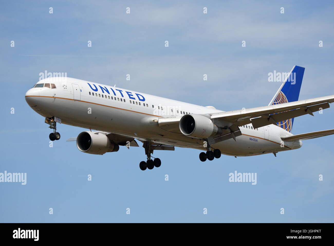 United Airlines Boeing 767-300Er n642ua près de l'aéroport Heathrow de Londres, UK Banque D'Images