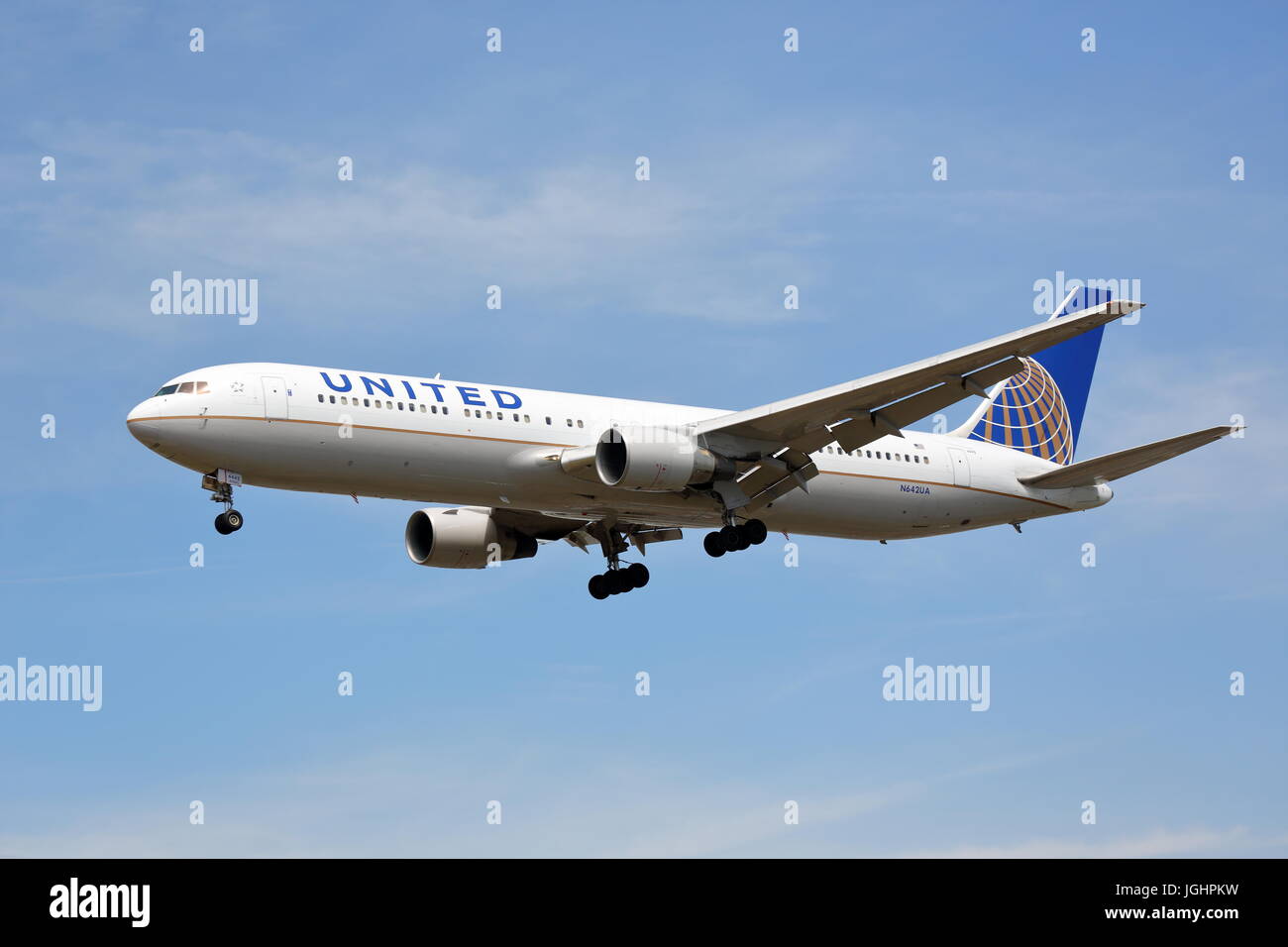 United Airlines Boeing 767-300Er n642ua près de l'aéroport Heathrow de Londres, UK Banque D'Images