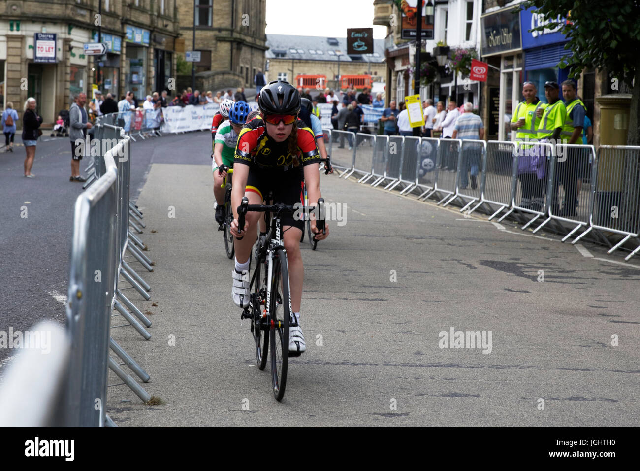 Skipton UK Course à vélo pour les jeunes le mercredi 05 juillet 2017 Banque D'Images