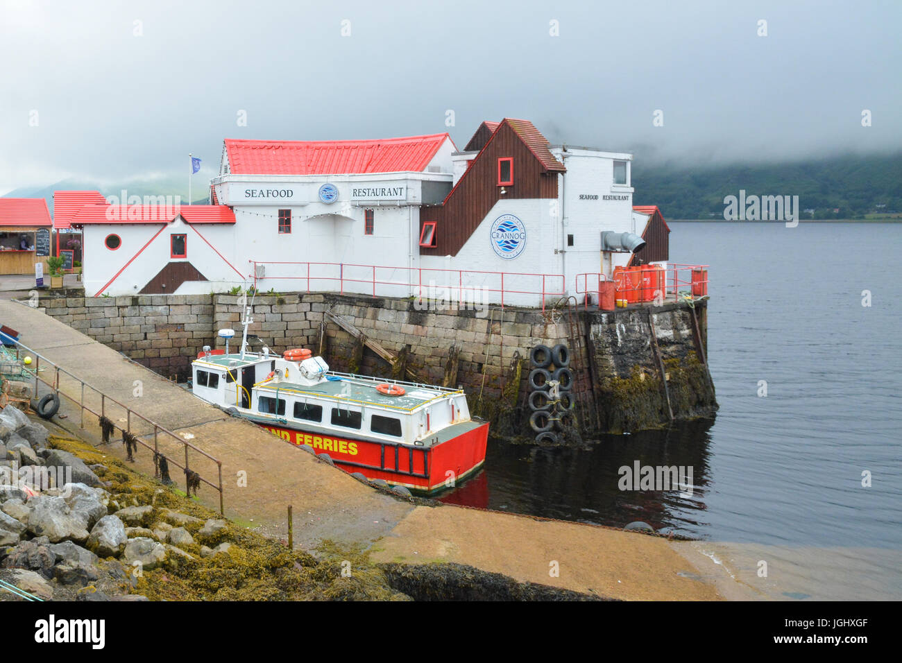 Restaurant de fruits de mer, Crannog Centre Ville Pier, Fort William, Scotland, UK Banque D'Images