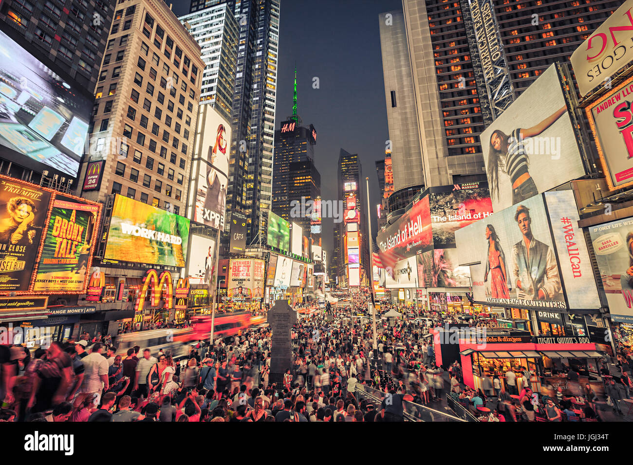 Time Square New York City at night Banque D'Images