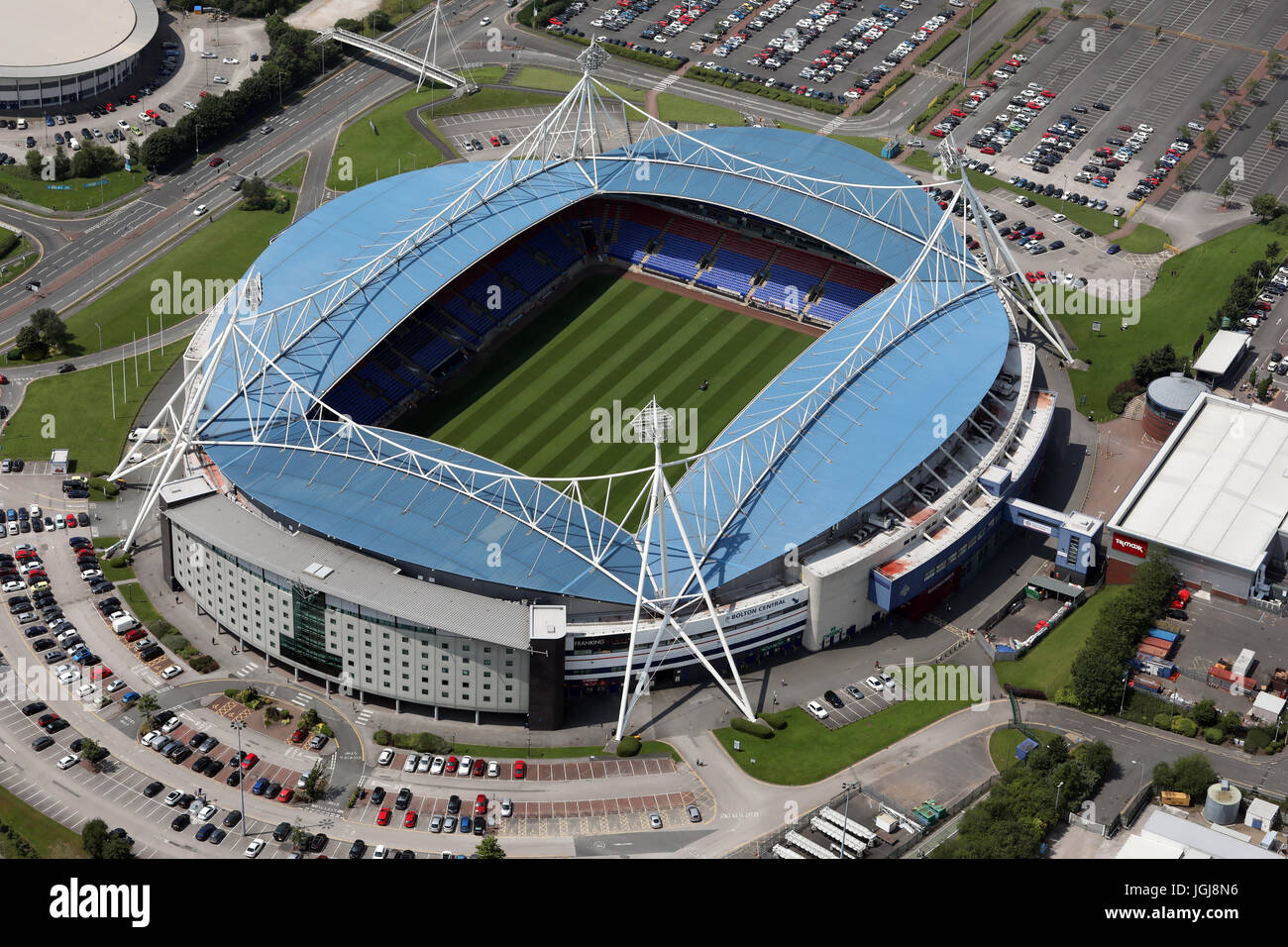 Vue aérienne du Reebok football maintenant Macron, Bolton, UK Photo
