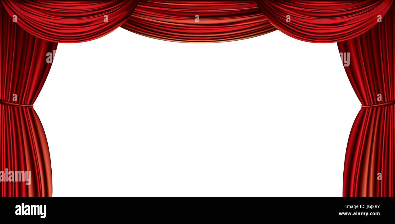 Grand rideau rouge isolé sur fond blanc Illustration de Vecteur