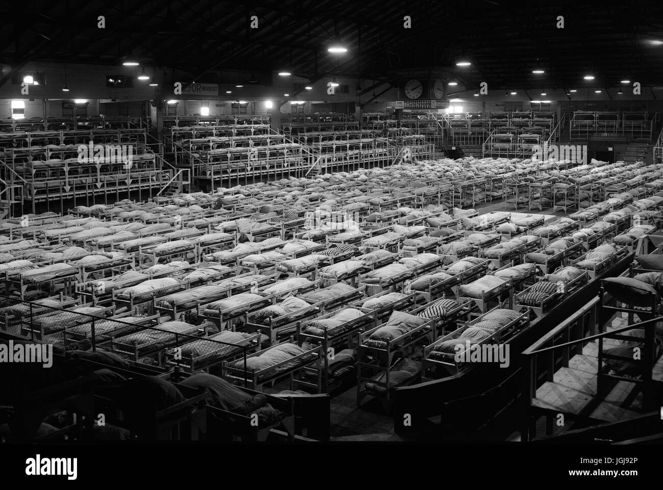 Les Canadiens d'origine japonaise - l'évacuation et de la réinstallation dans un dortoir de la C.-B., Hastings Park Banque D'Images