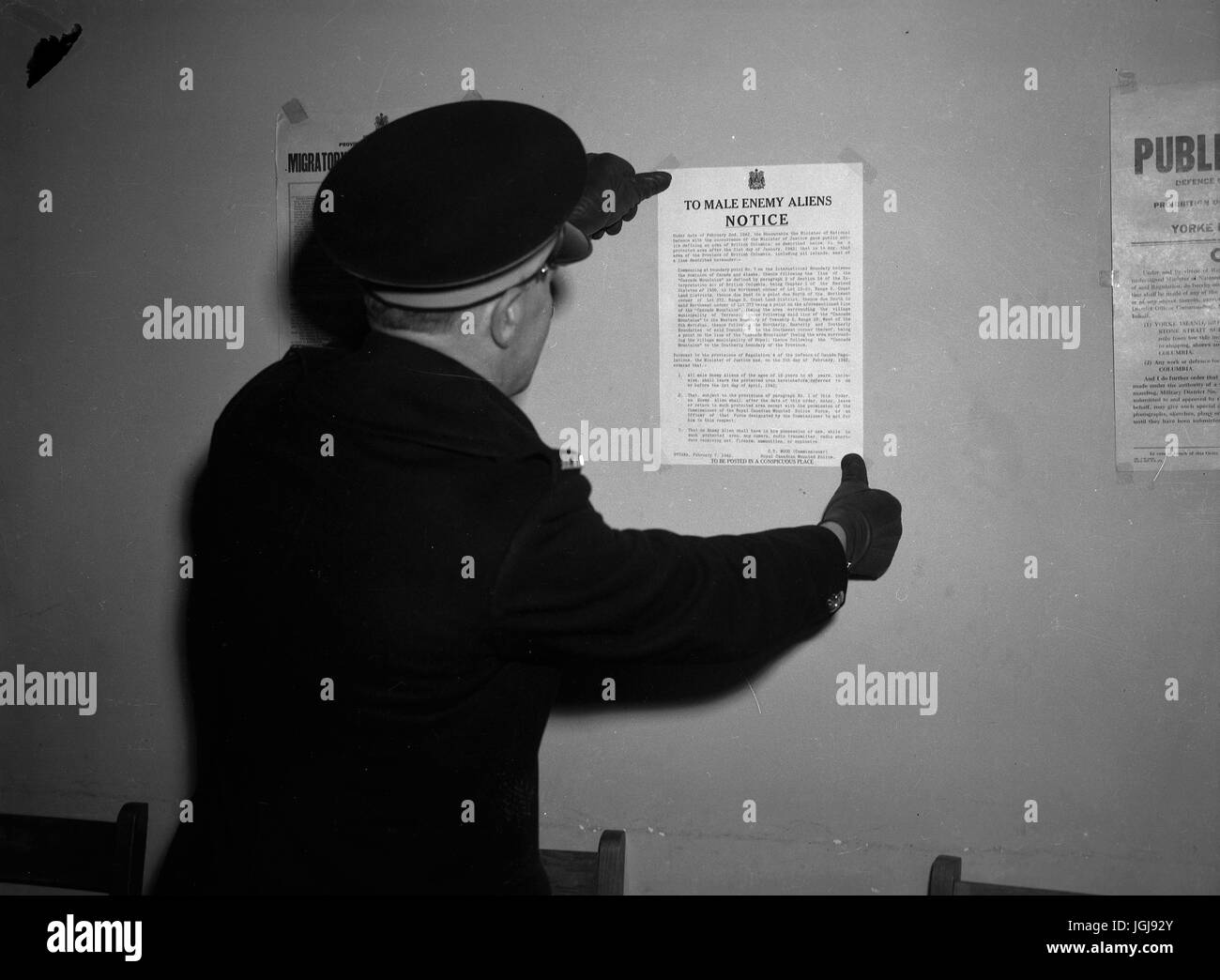 Les Canadiens d'origine japonaise - l'évacuation et de la réinstallation en Colombie-Britannique Avis d'évacuation Banque D'Images